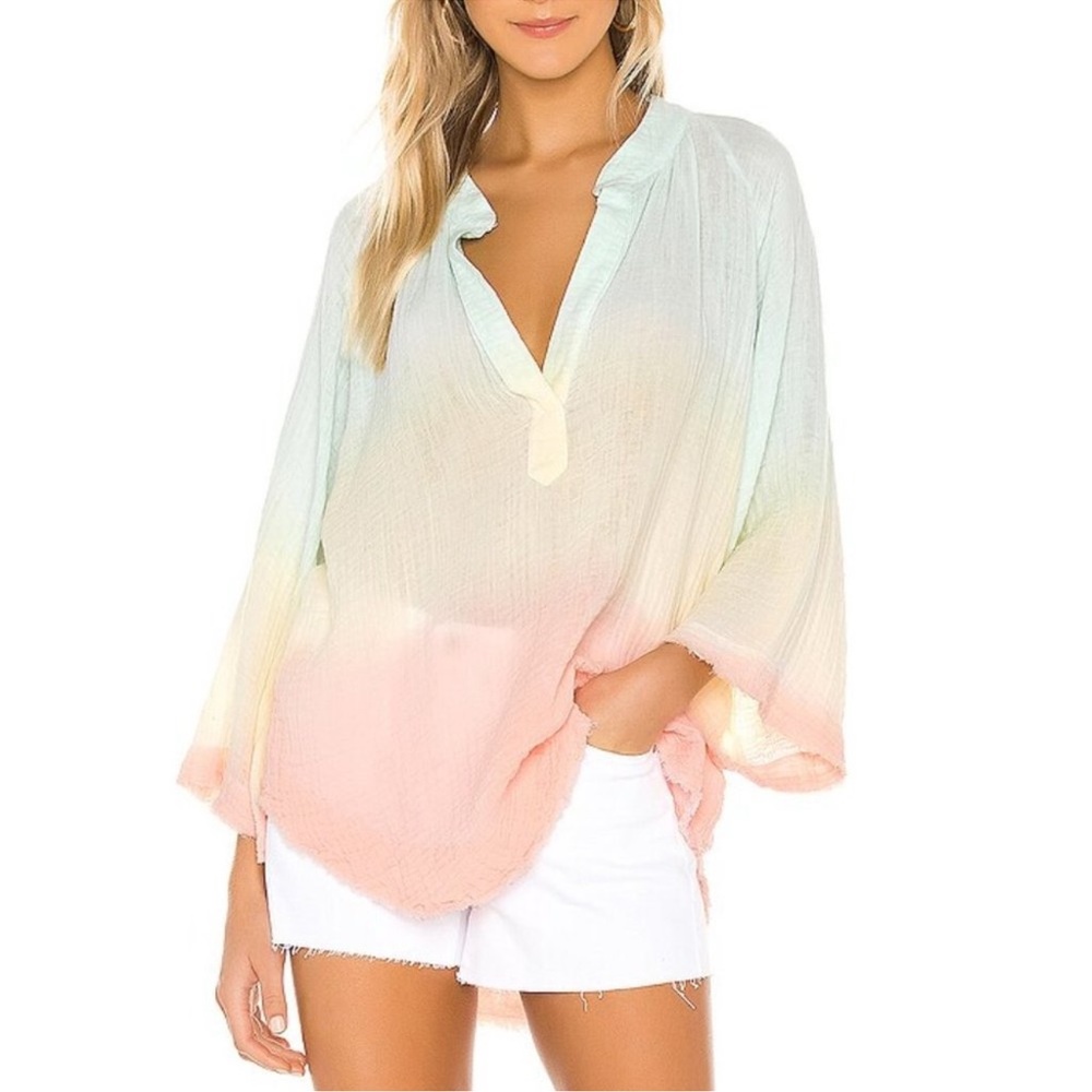 9SEED Marrakesh Lightweight Gauze Dashiki in Aquarius Tie Dye, Size M/L